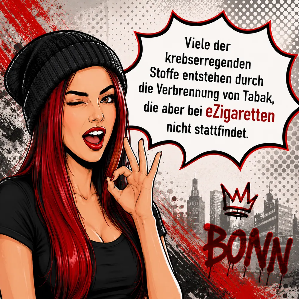 Faktenbild 8: Die Verbrennung von Tabak erzeugt zahlreiche Stoffe, die beim Dampfen in dieser Form nicht entstehen. Deshalb gilt die Verbrennung als wesentlicher Risikofaktor des Rauchens.