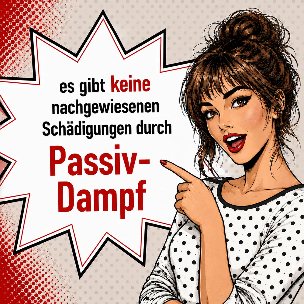 Faktenbild 9: Nach aktuellem Kenntnisstand entstehen beim Dampfen deutlich geringere Mengen an Schadstoffen als beim Rauchen. Eine mit dem Passivrauchen vergleichbare Gesundheitsgefährdung konnte bislang nicht nachgewiesen werden.