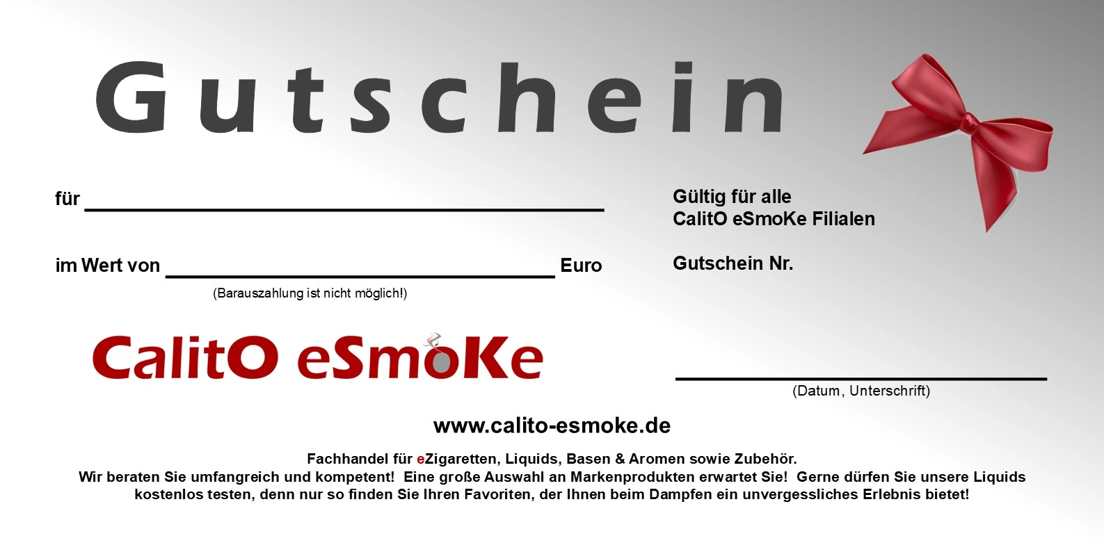 Geschenkgutschein von CalitO eSmoKe